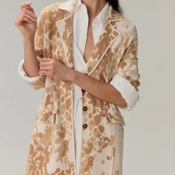 Anthropologie Longline Cracker Jacquard Sweater XL EUC - Picture 1 of 3